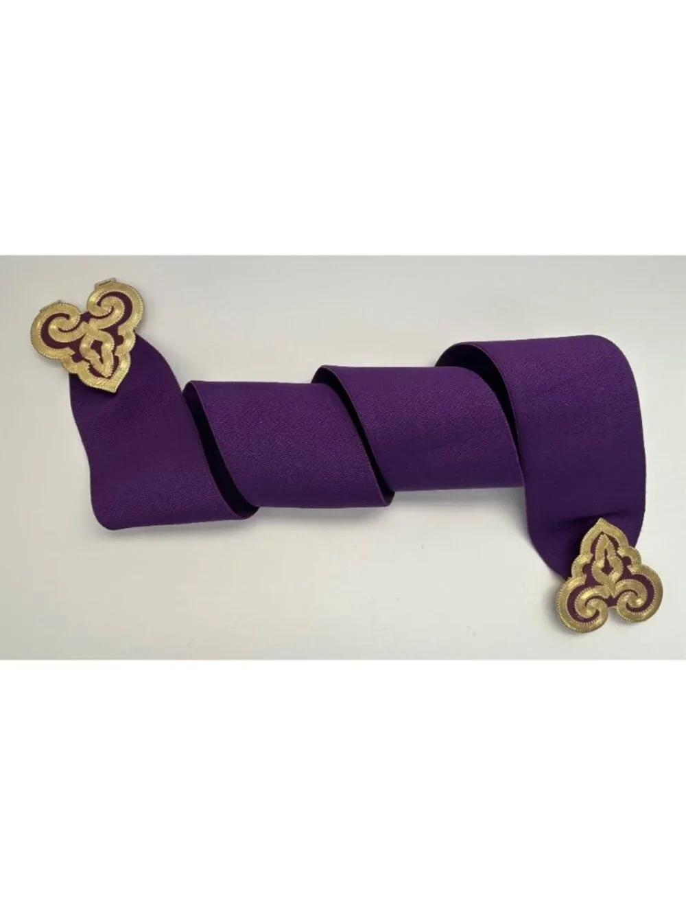 Vintage Purple Stretch Waist Cincher Belt Gold Ornate Clasp Disco Retro Boho